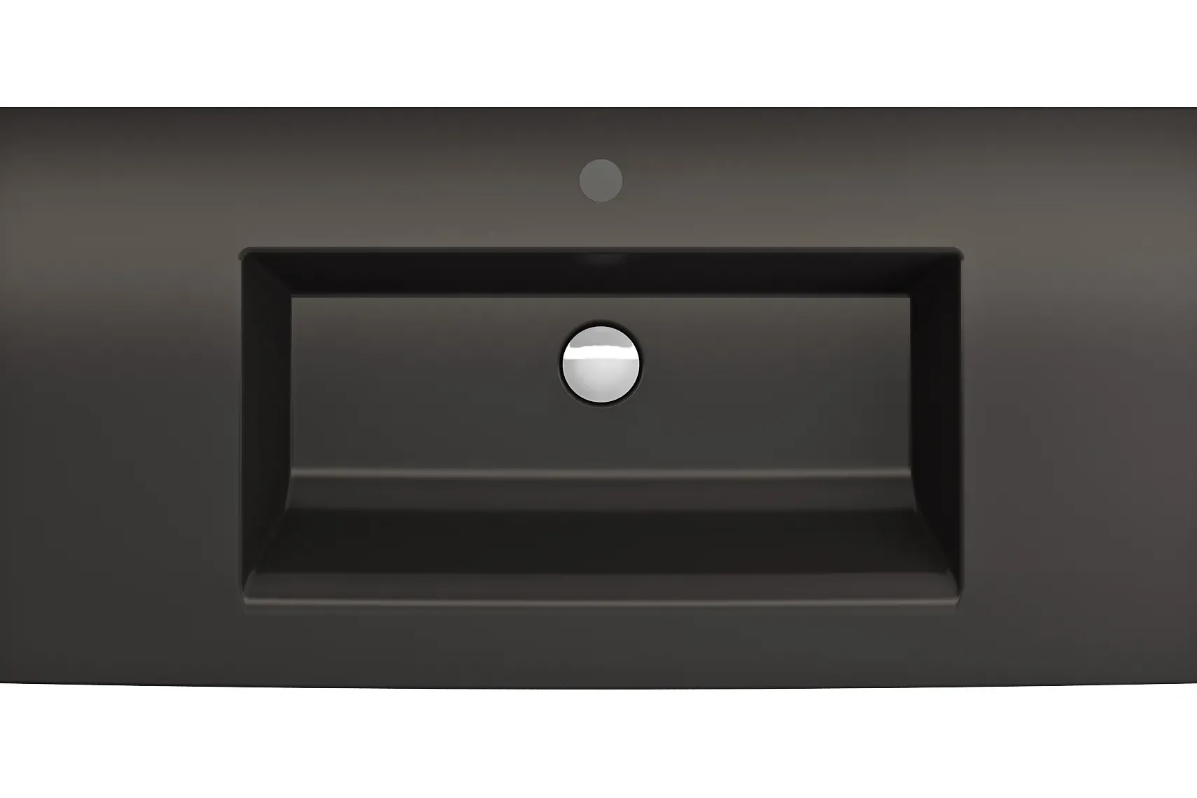 BOCCHI Ravenna 41" Rectangle Wallmount Fireclay Bathroom Sink, Matte Black, Single Faucet Hole, 1105-004-0126