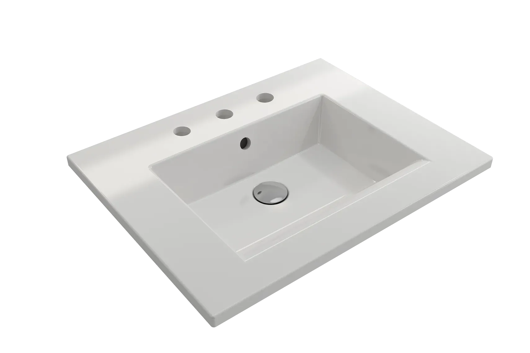 BOCCHI Ravenna 25" Rectangle Wallmount Fireclay Bathroom Sink, White, 3 Faucet Hole, 1161-001-0127