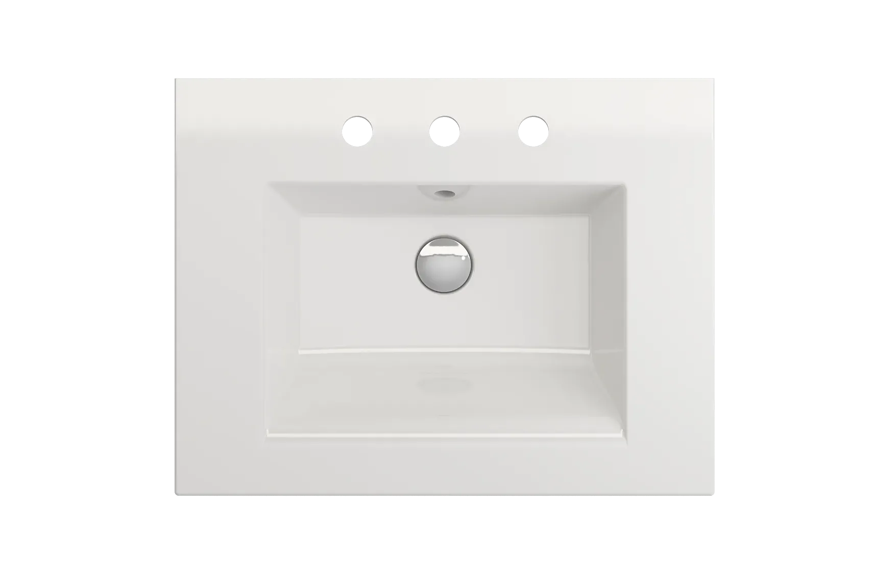 BOCCHI Ravenna 25" Rectangle Wallmount Fireclay Bathroom Sink, White, 3 Faucet Hole, 1161-001-0127