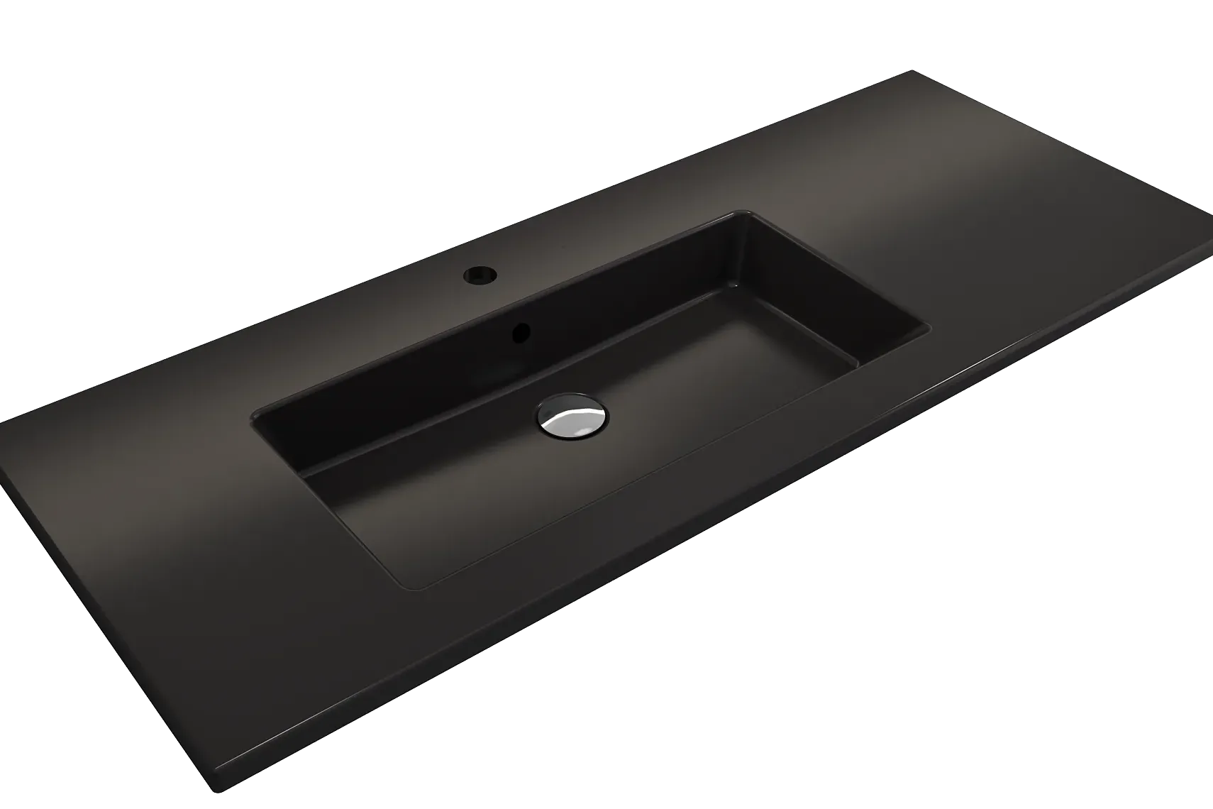 BOCCHI Ravenna 48" Rectangle Wallmount Fireclay Bathroom Sink, Matte Black , Single Faucet Hole, 1305-004-0126