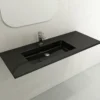 BOCCHI Ravenna 48" Rectangle Wallmount Fireclay Bathroom Sink, Black , Single Faucet Hole, 1305-005-0126