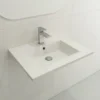 BOCCHI Ravenna 25" Rectangle Wallmount Fireclay Bathroom Sink, White, Single Faucet Hole, 1161-001-0126
