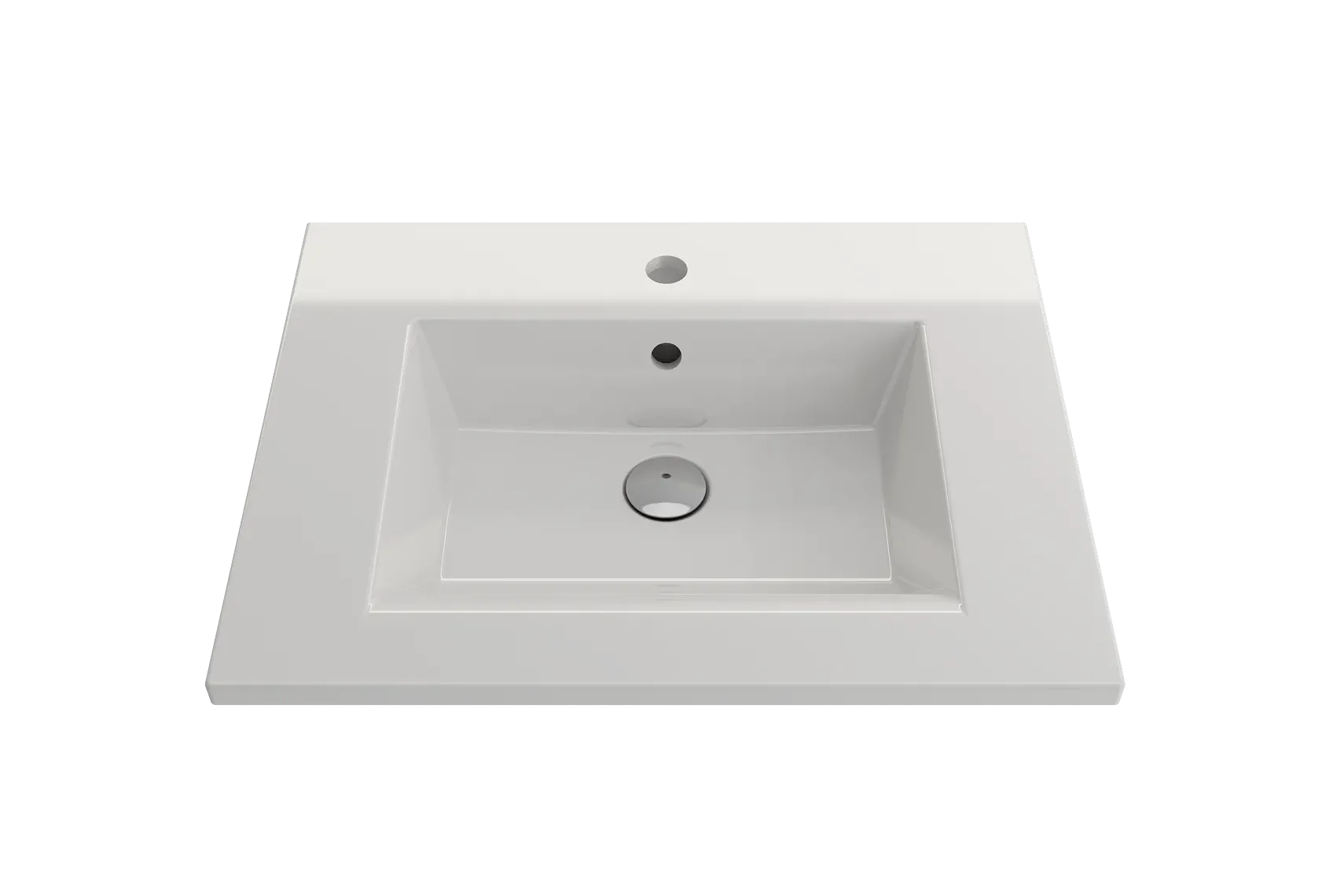BOCCHI Ravenna 25" Rectangle Wallmount Fireclay Bathroom Sink, White, Single Faucet Hole, 1161-001-0126