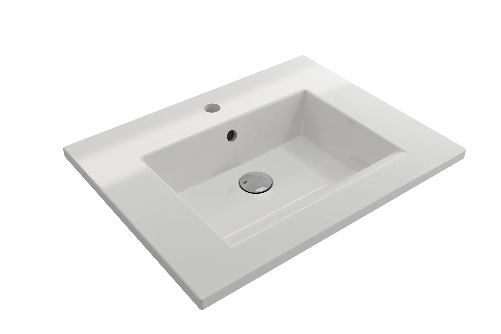 BOCCHI Ravenna 25" Rectangle Wallmount Fireclay Bathroom Sink, White, Single Faucet Hole, 1161-001-0126