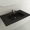 BOCCHI Ravenna 32" Rectangle Wallmount Fireclay Bathroom Sink, Matte Black, Single Faucet Hole, 1113-004-0126