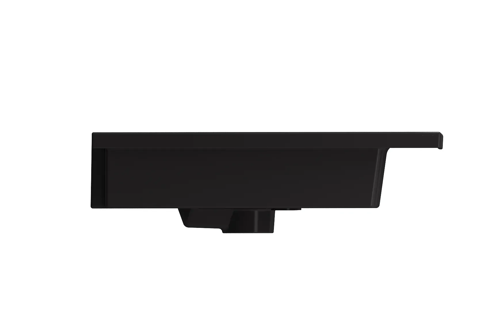 BOCCHI Ravenna 48" Rectangle Wallmount Fireclay Bathroom Sink, Double Basin, Matte Black, Single Faucet Hole, 1111-004-0132