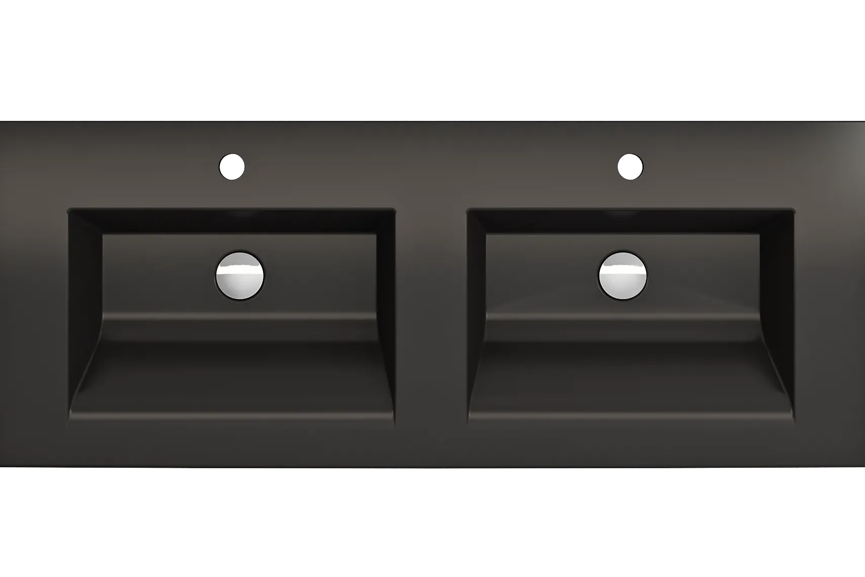 BOCCHI Ravenna 48" Rectangle Wallmount Fireclay Bathroom Sink, Double Basin, Matte Black, Single Faucet Hole, 1111-004-0132