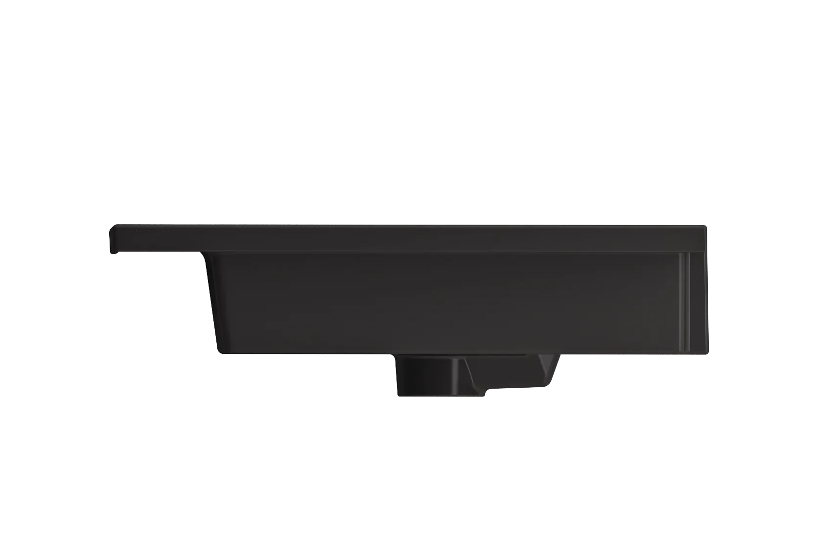 BOCCHI Ravenna 48" Rectangle Wallmount Fireclay Bathroom Sink, Double Basin, Matte Black, Single Faucet Hole, 1111-004-0132