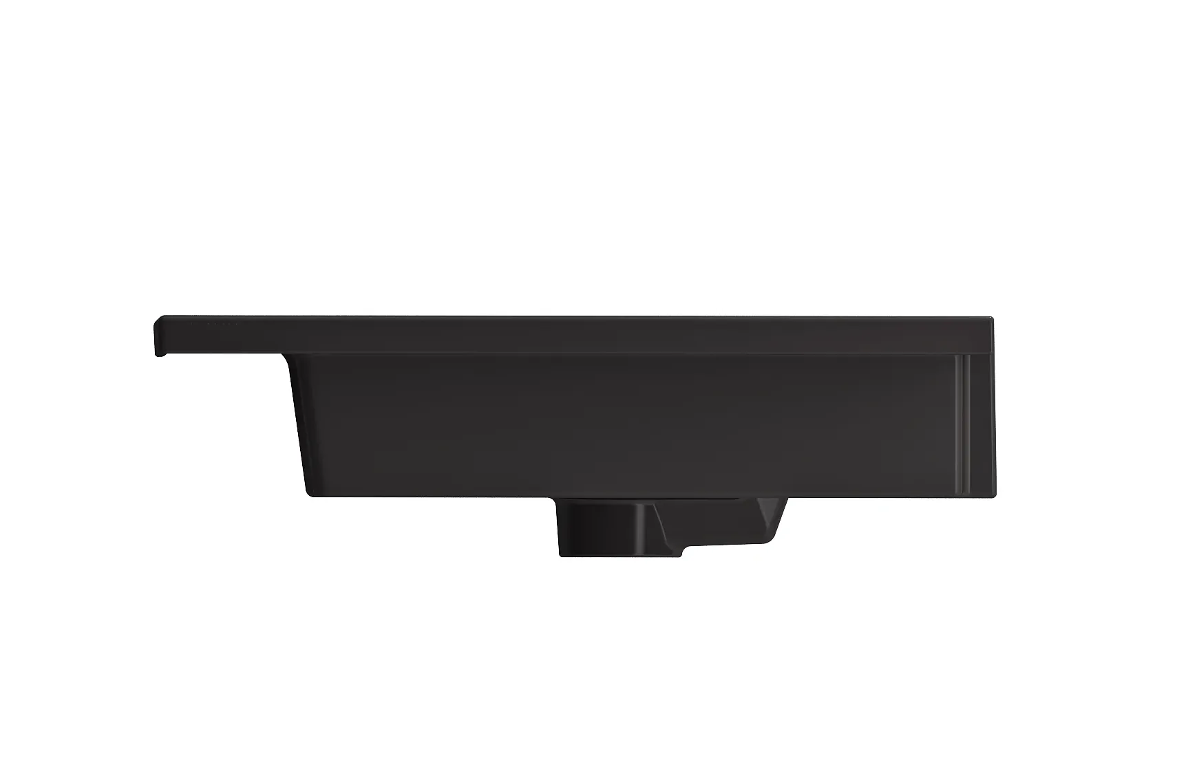 BOCCHI Ravenna 48" Rectangle Wallmount Fireclay Bathroom Sink, Double Basin, Matte Black, Single Faucet Hole, 1111-004-0132