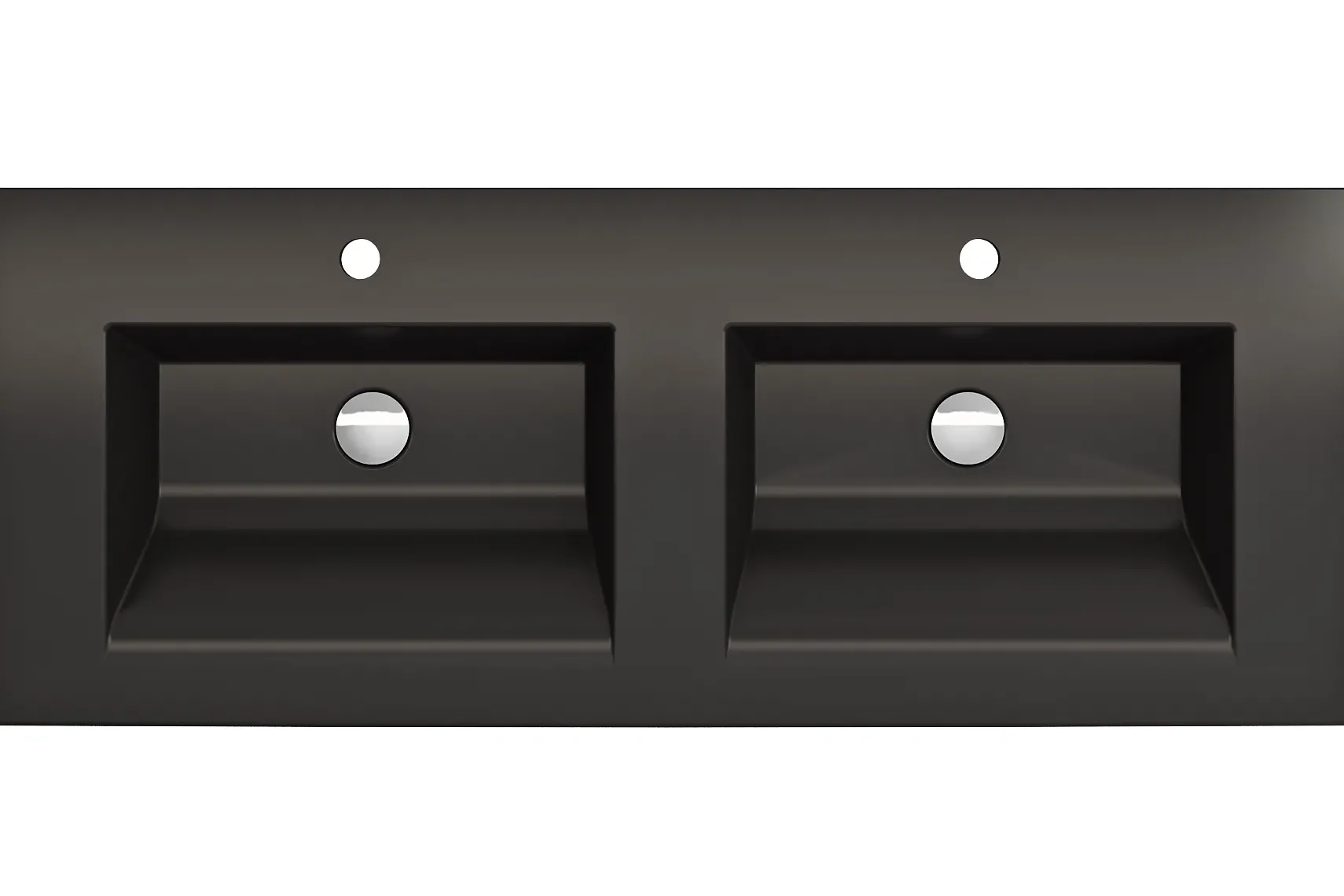 BOCCHI Ravenna 48" Rectangle Wallmount Fireclay Bathroom Sink, Double Basin, Matte Black, Single Faucet Hole, 1111-004-0132