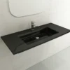 BOCCHI Ravenna 41" Rectangle Wallmount Fireclay Bathroom Sink, Black, Single Faucet Hole, 1105-005-0126