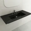 BOCCHI Ravenna 41" Rectangle Wallmount Fireclay Bathroom Sink, Black, 3 Faucet Hole, 1105-005-0127