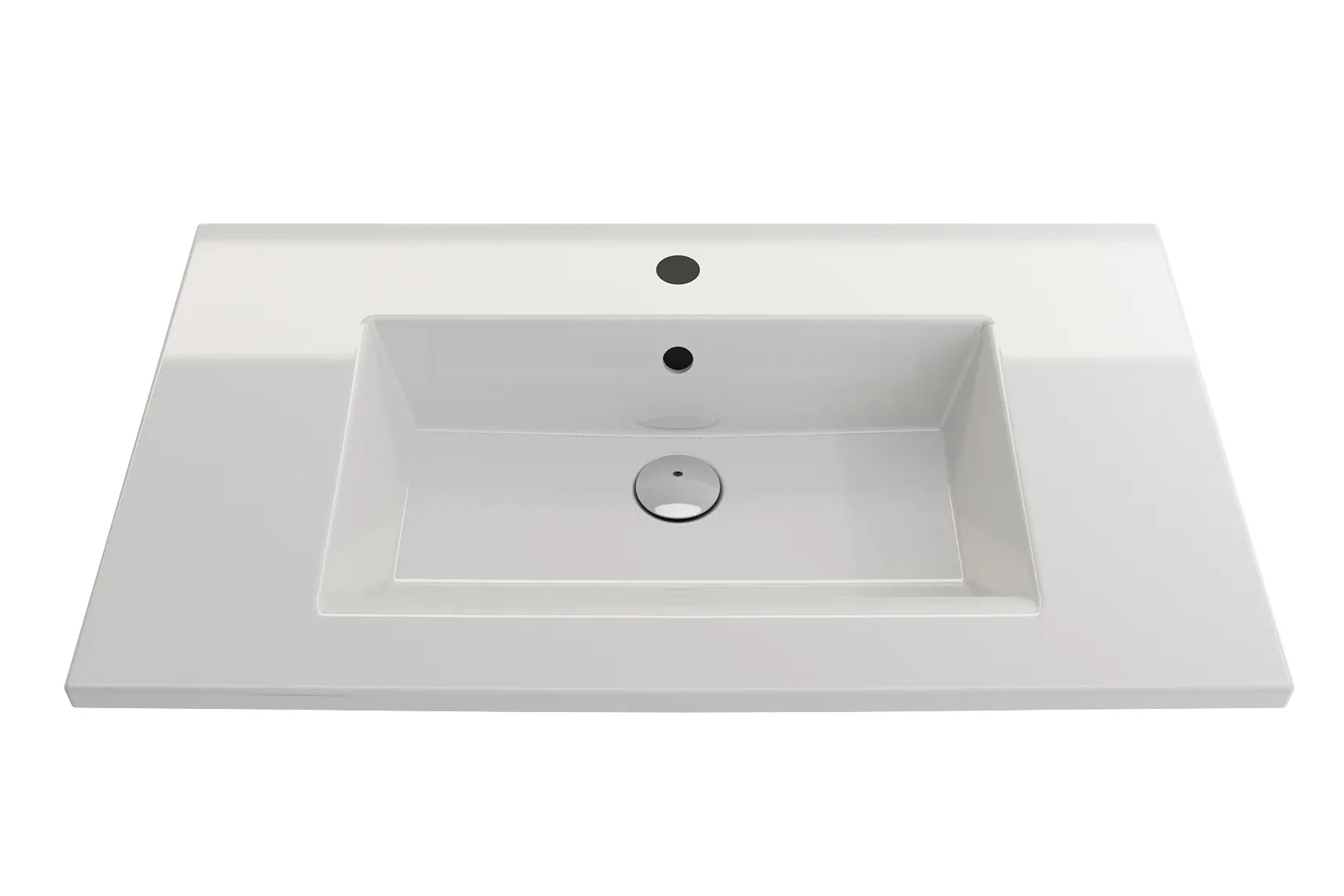 BOCCHI Ravenna 32" Rectangle Wallmount Fireclay Bathroom Sink, White, Single Faucet Hole, 1113-001-0126