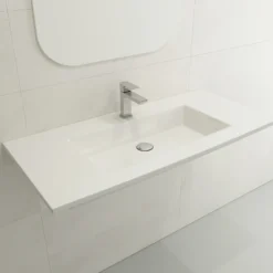 BOCCHI Ravenna 41" Rectangle Wallmount Fireclay Bathroom Sink, White, Single Faucet Hole, 1105-001-0126