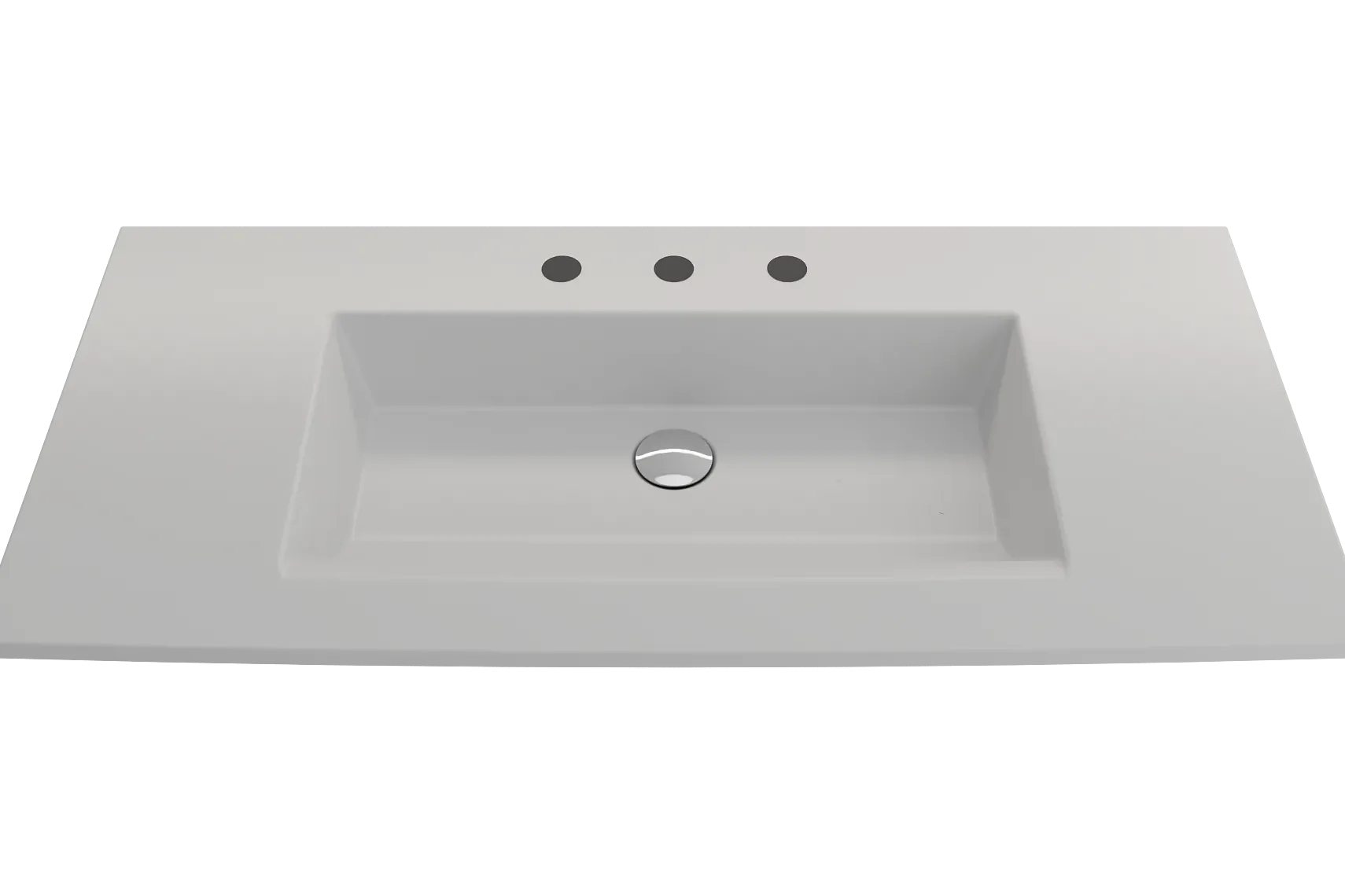 BOCCHI Ravenna 41" Rectangle Wallmount Fireclay Bathroom Sink, Matte White, 3 Faucet Hole, 1105-002-0127