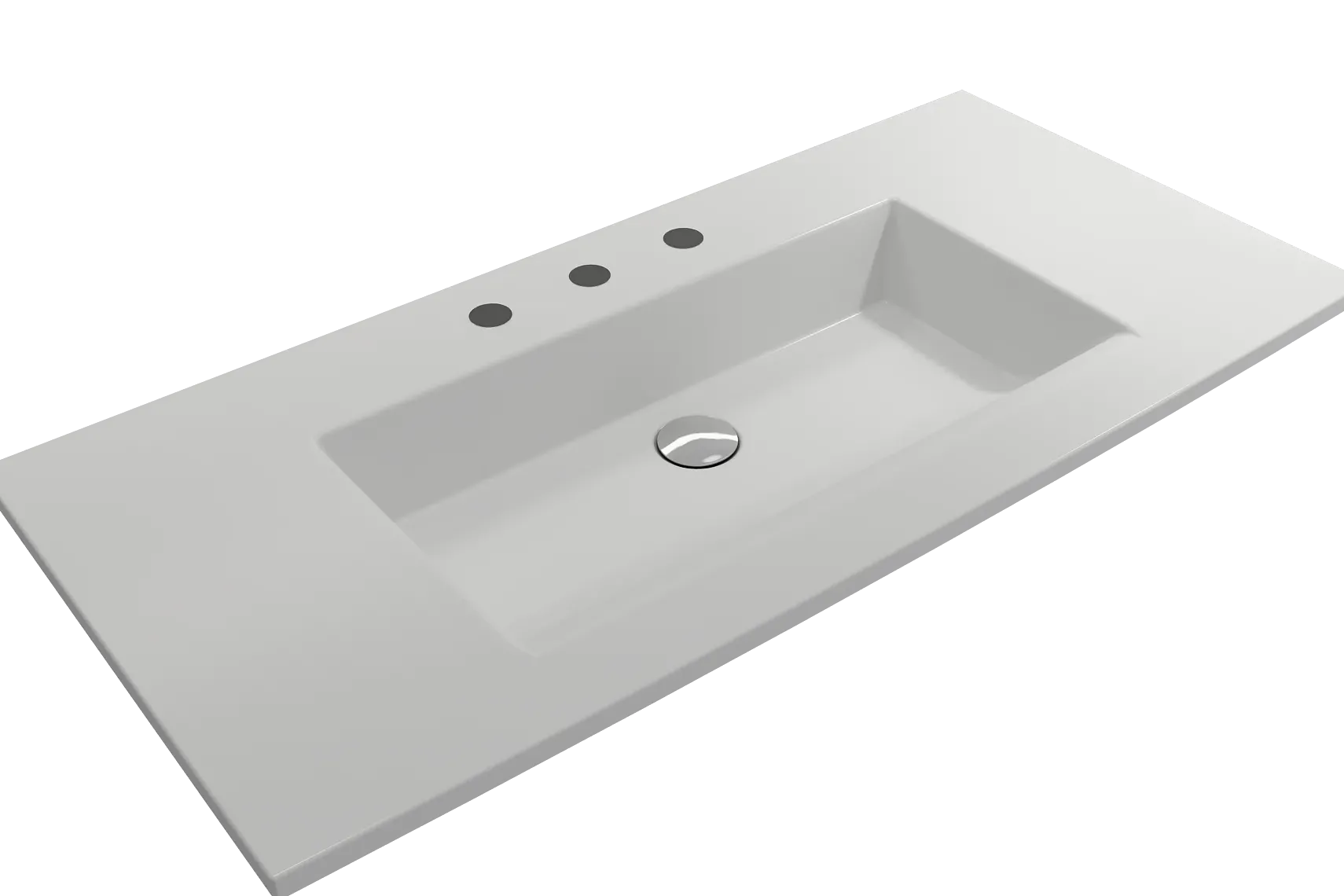 BOCCHI Ravenna 41" Rectangle Wallmount Fireclay Bathroom Sink, Matte White, 3 Faucet Hole, 1105-002-0127