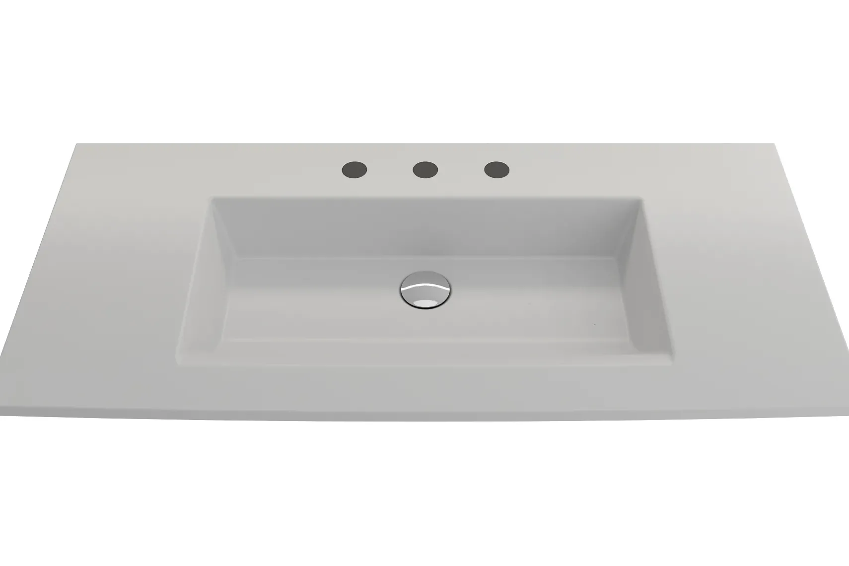 BOCCHI Ravenna 41" Rectangle Wallmount Fireclay Bathroom Sink, Matte White, 3 Faucet Hole, 1105-002-0127
