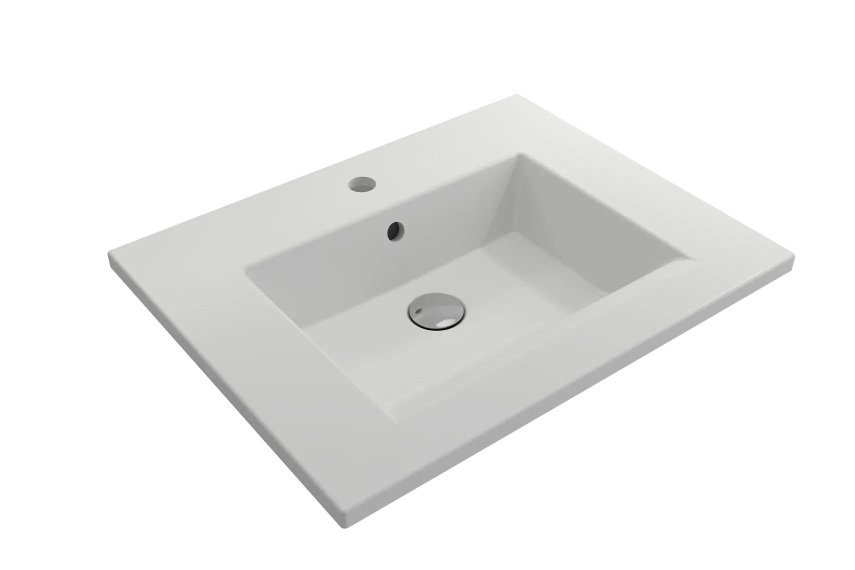 BOCCHI Ravenna 25" Rectangle Wallmount Fireclay Bathroom Sink, Matte White, Single Faucet Hole, 1161-002-0126