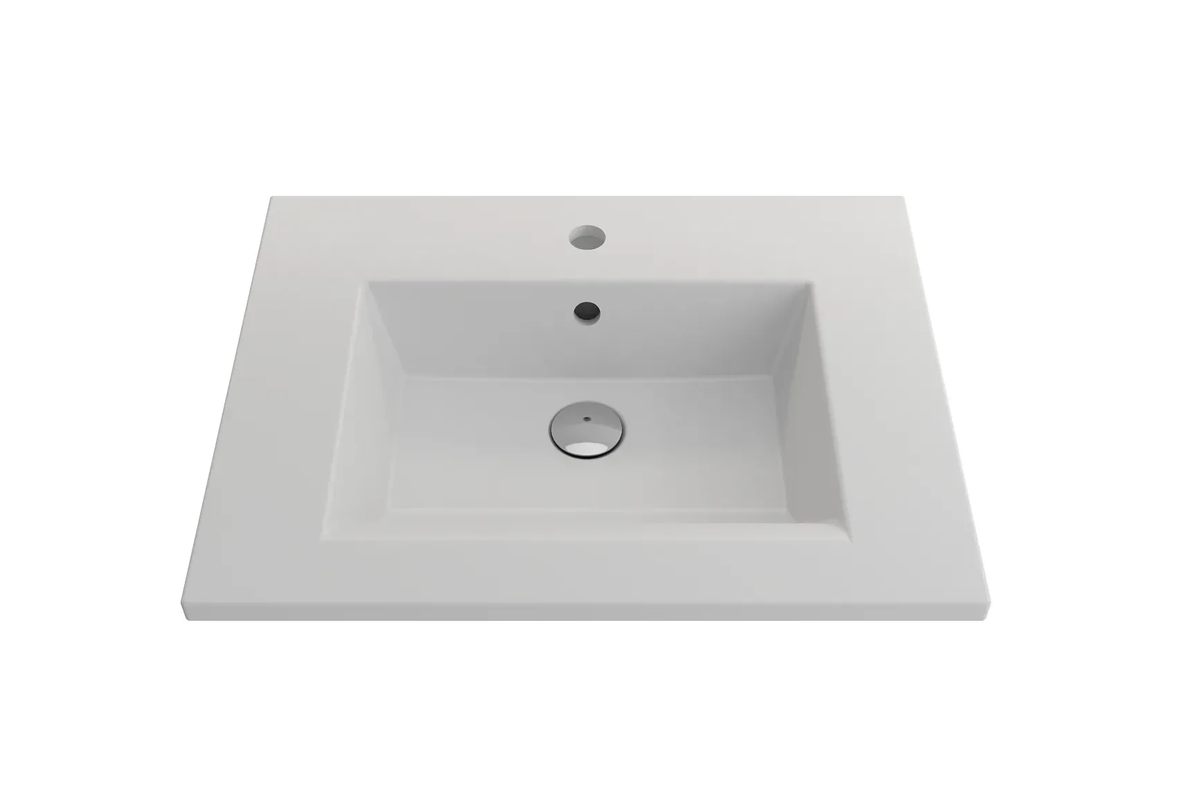BOCCHI Ravenna 25" Rectangle Wallmount Fireclay Bathroom Sink, Matte White, Single Faucet Hole, 1161-002-0126