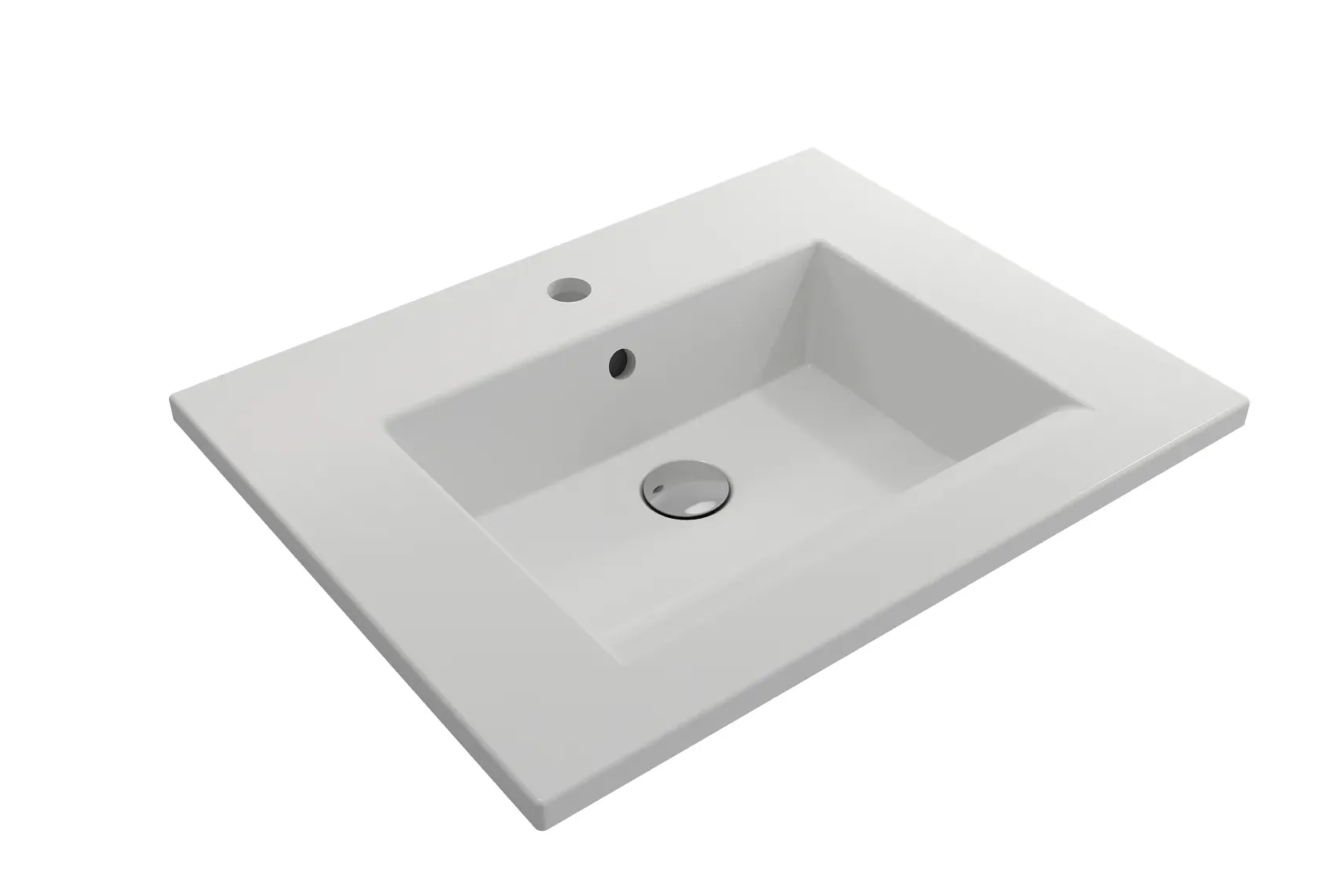 BOCCHI Ravenna 25" Rectangle Wallmount Fireclay Bathroom Sink, Matte White, Single Faucet Hole, 1161-002-0126