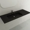 BOCCHI Ravenna 48" Rectangle Wallmount Fireclay Bathroom Sink, Matte Black , 3 Faucet Hole, 1305-004-0127