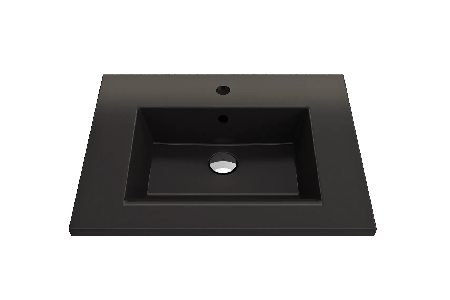 BOCCHI Ravenna 25" Rectangle Wallmount Fireclay Bathroom Sink, Matte Black, Single Faucet Hole, 1161-004-0126