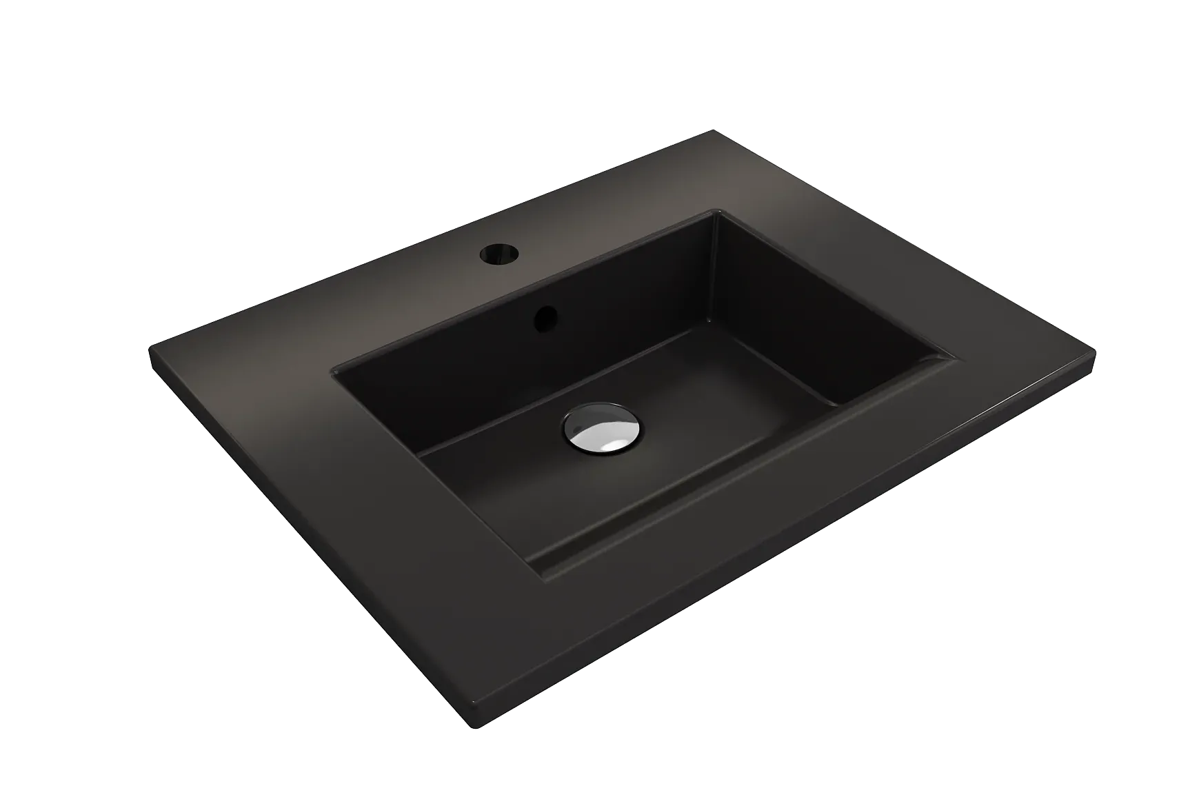 BOCCHI Ravenna 25" Rectangle Wallmount Fireclay Bathroom Sink, Matte Black, Single Faucet Hole, 1161-004-0126
