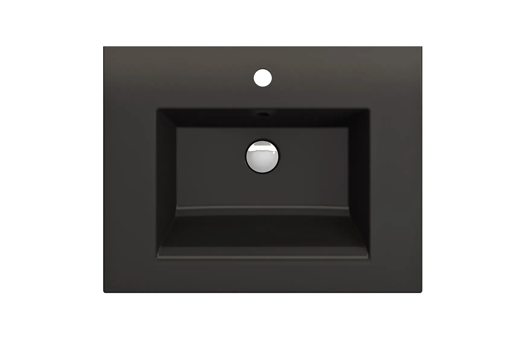 BOCCHI Ravenna 25" Rectangle Wallmount Fireclay Bathroom Sink, Matte Black, Single Faucet Hole, 1161-004-0126