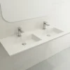 BOCCHI Ravenna 48" Rectangle Wallmount Fireclay Bathroom Sink, Double Basin, White, Single Faucet Hole, 1111-001-0132