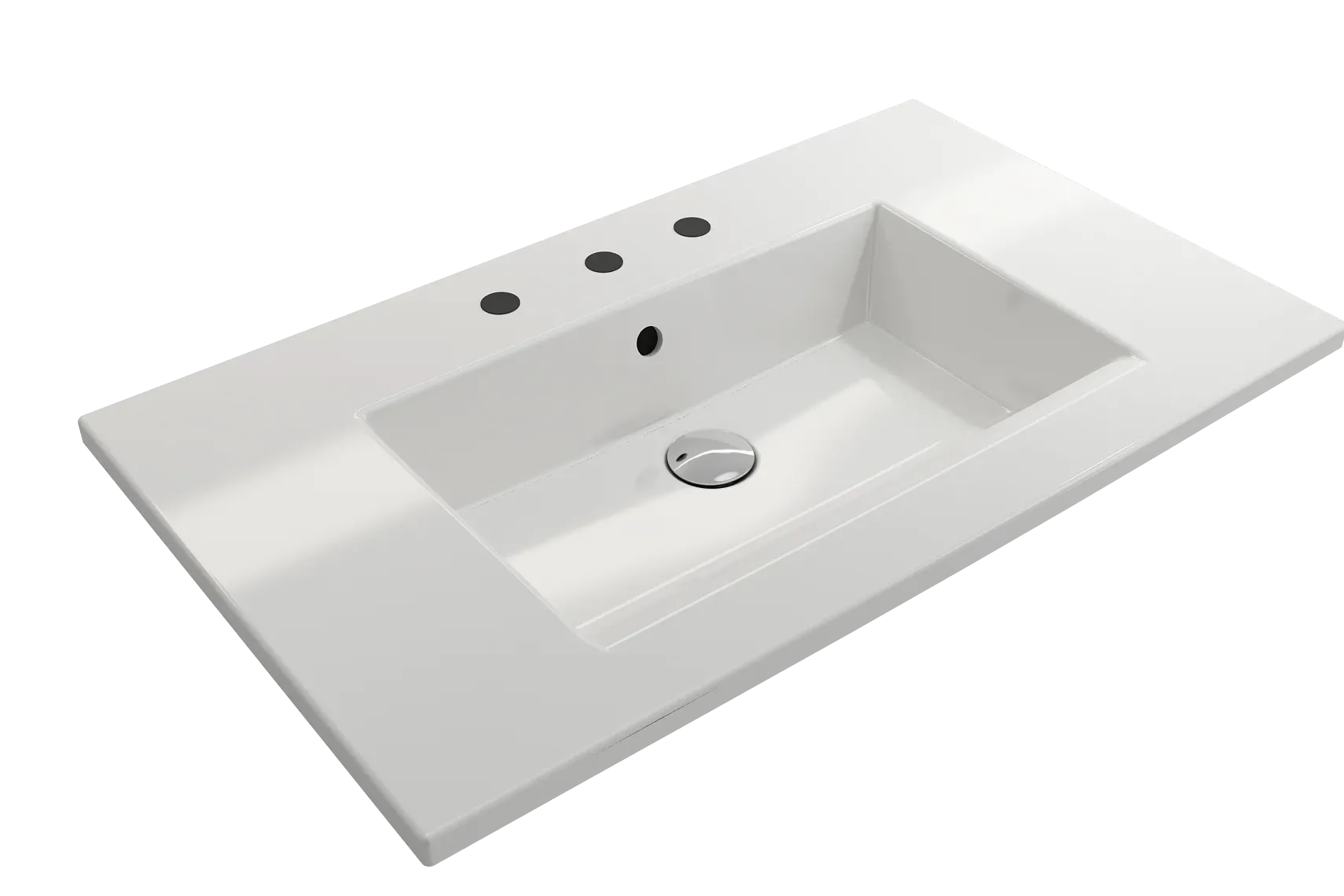 BOCCHI Ravenna 32" Rectangle Wallmount Fireclay Bathroom Sink, White, 3 Faucet Hole, 1113-001-0127