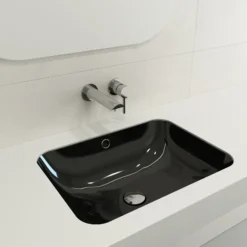BOCCHI Scala 22" Rectangle Undermount Fireclay Bathroom Sink, Black, 1006-005-0125
