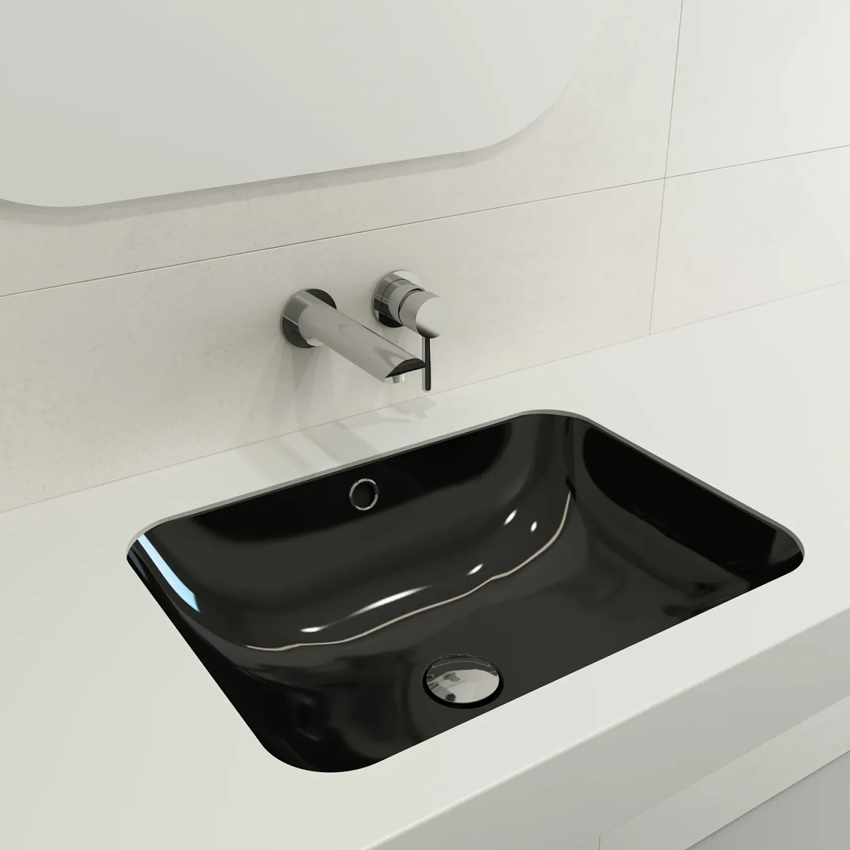 BOCCHI Scala 22" Rectangle Undermount Fireclay Bathroom Sink, Black, 1006-005-0125