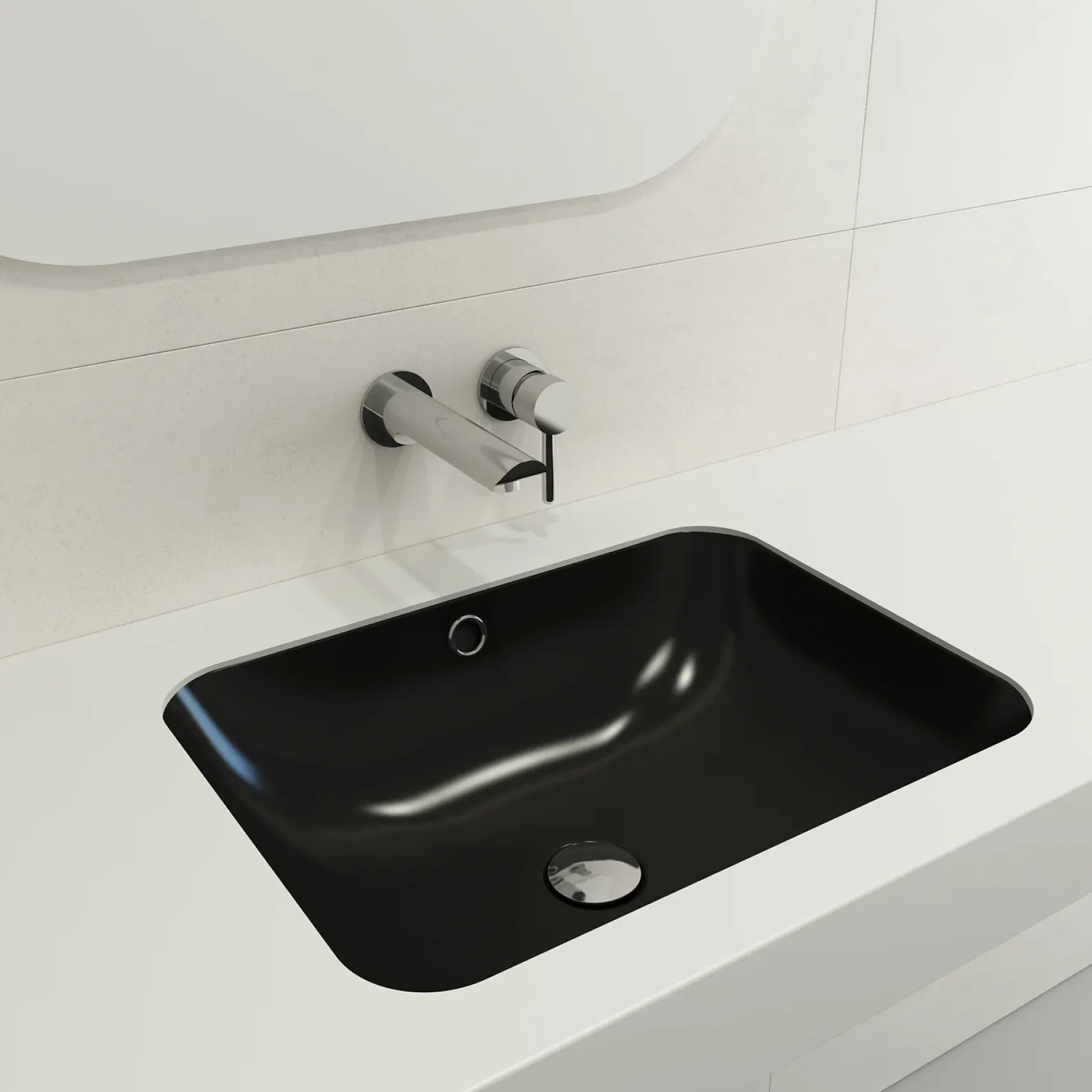 BOCCHI Scala 22" Rectangle Undermount Fireclay Bathroom Sink, Matte Black, 1006-004-0125