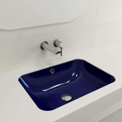 BOCCHI Scala 22" Rectangle Undermount Fireclay Bathroom Sink, Sapphire Blue, 1006-010-0125