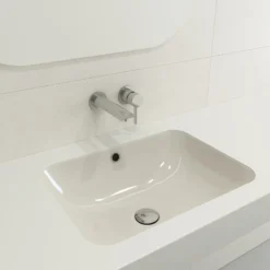 BOCCHI Scala 22" Rectangle Undermount Fireclay Bathroom Sink, Biscuit, 1006-014-0125