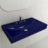 BOCCHI Scala 32" Rectangle Wallmount Fireclay Bathroom Sink, Sapphire Blue, 3 Faucet Hole, 1078-010-0127