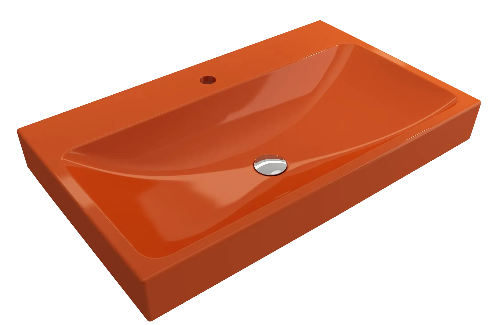 BOCCHI Scala 32" Rectangle Wallmount Fireclay Bathroom Sink, Orange, Single Faucet Hole, 1078-012-0126