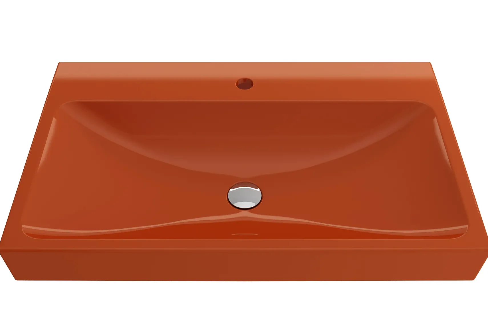 BOCCHI Scala 32" Rectangle Wallmount Fireclay Bathroom Sink, Orange, Single Faucet Hole, 1078-012-0126