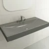 BOCCHI Scala 40" Rectangle Wallmount Fireclay Bathroom Sink, Matte Gray, 3 Faucet Hole, 1079-006-0127