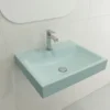 BOCCHI Scala 24" Rectangle Wallmount Fireclay Bathroom Sink, Matte Ice Blue, Single Faucet Hole, 1077-029-0126