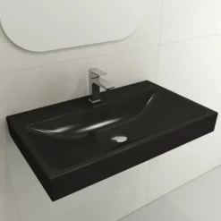 BOCCHI Scala 32" Rectangle Wallmount Fireclay Bathroom Sink, Matte Black, Single Faucet Hole, 1078-004-0126