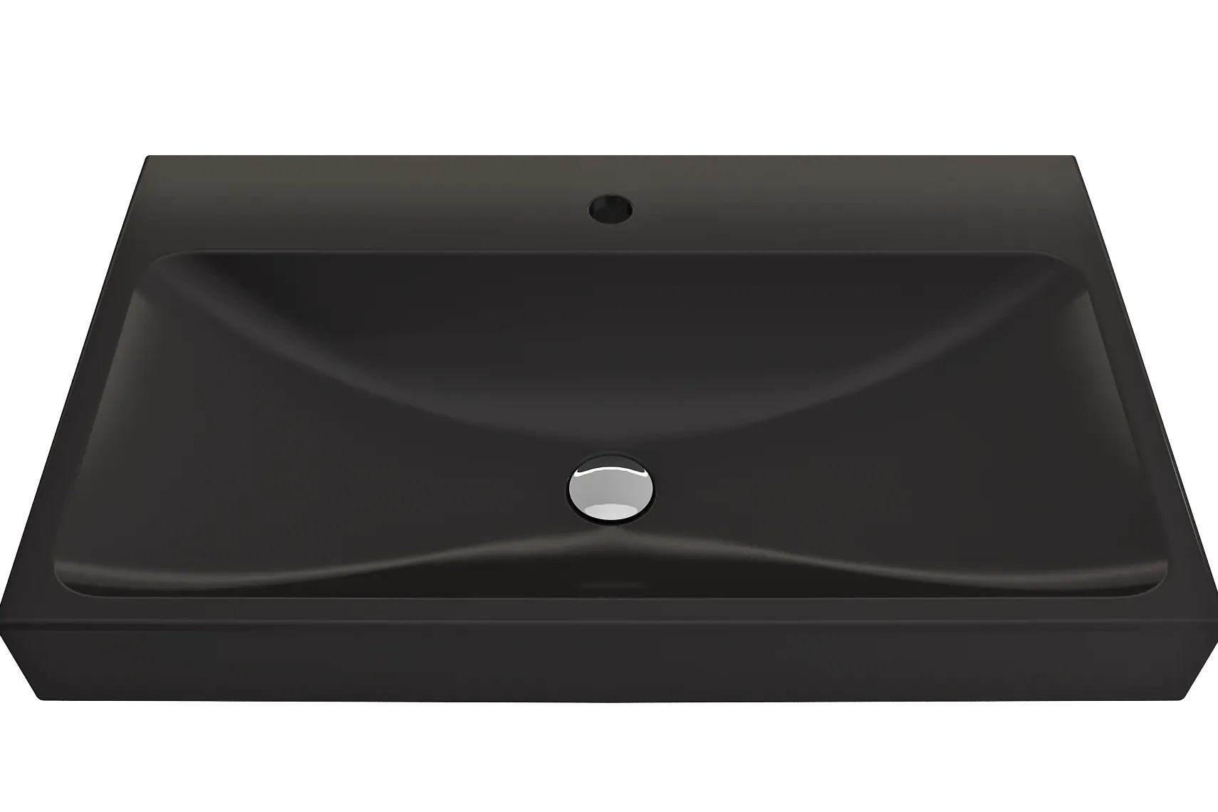 BOCCHI Scala 32" Rectangle Wallmount Fireclay Bathroom Sink, Matte Black, Single Faucet Hole, 1078-004-0126