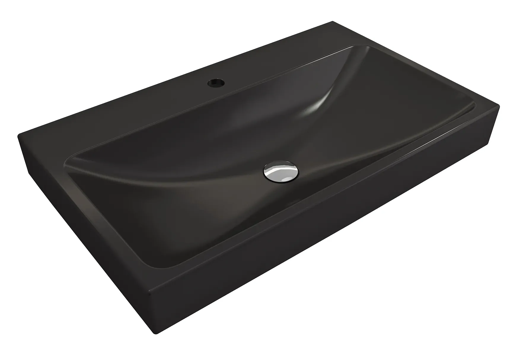 BOCCHI Scala 32" Rectangle Wallmount Fireclay Bathroom Sink, Matte Black, Single Faucet Hole, 1078-004-0126