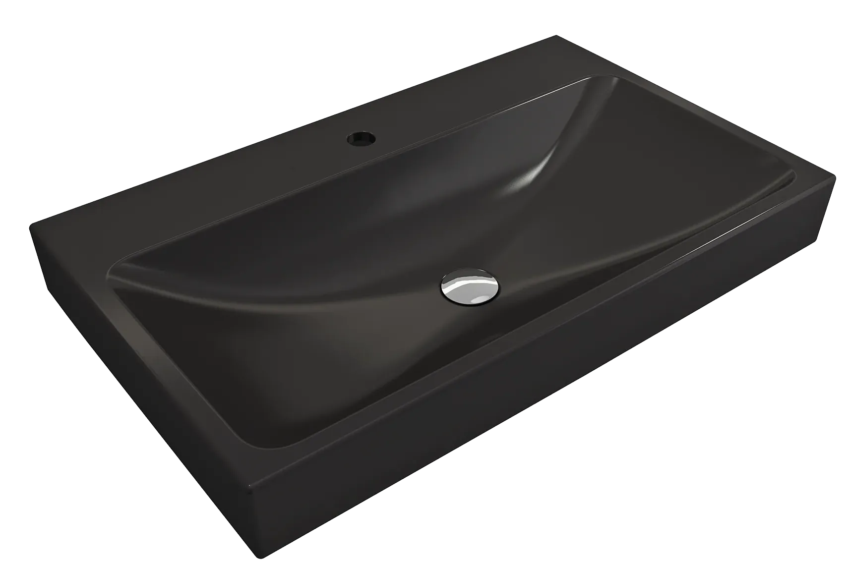 BOCCHI Scala 32" Rectangle Wallmount Fireclay Bathroom Sink, Matte Black, Single Faucet Hole, 1078-004-0126