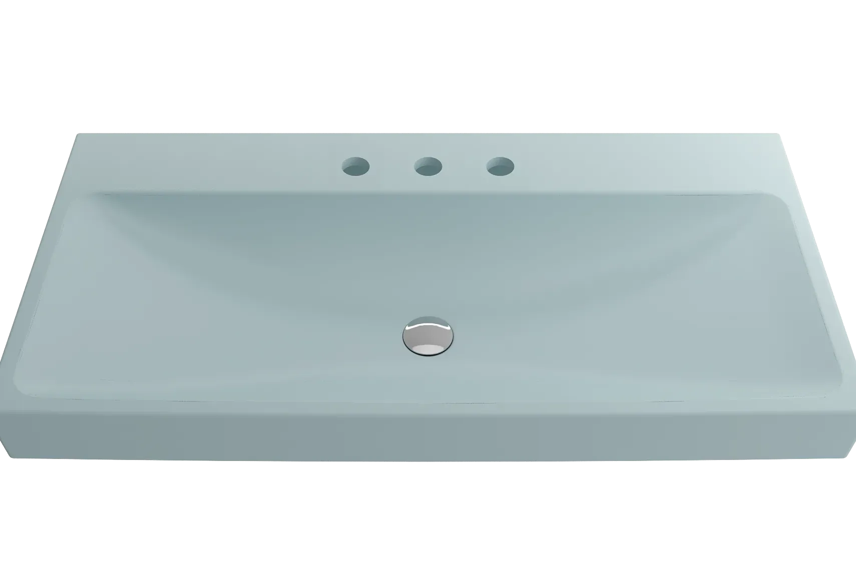 BOCCHI Scala 40" Rectangle Wallmount Fireclay Bathroom Sink, Matte Ice Blue, 3 Faucet Hole, 1079-029-0127