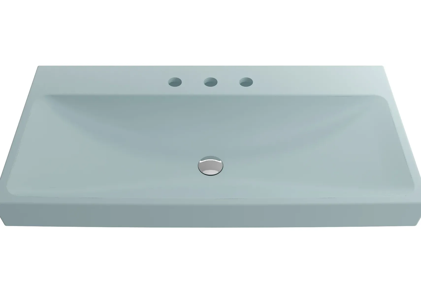BOCCHI Scala 40" Rectangle Wallmount Fireclay Bathroom Sink, Matte Ice Blue, 3 Faucet Hole, 1079-029-0127