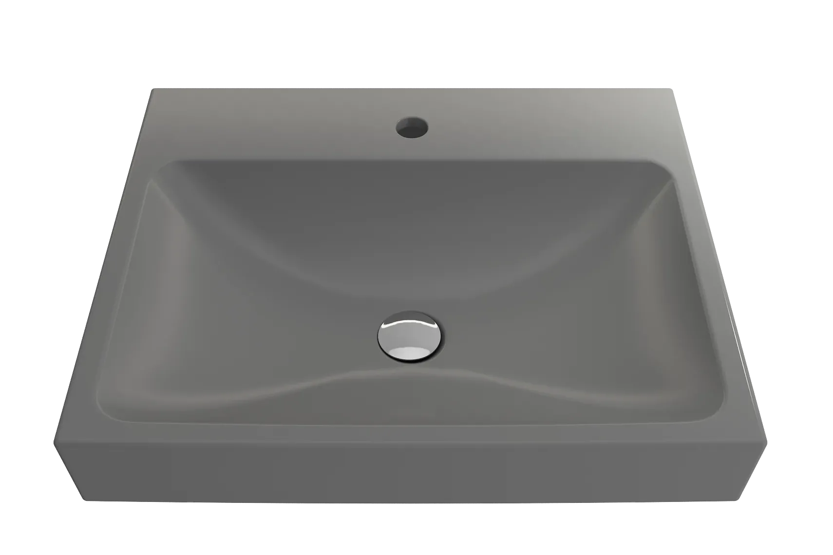 BOCCHI Scala 24" Rectangle Wallmount Fireclay Bathroom Sink, Matte Gray, Single Faucet Hole, 1077-006-0126