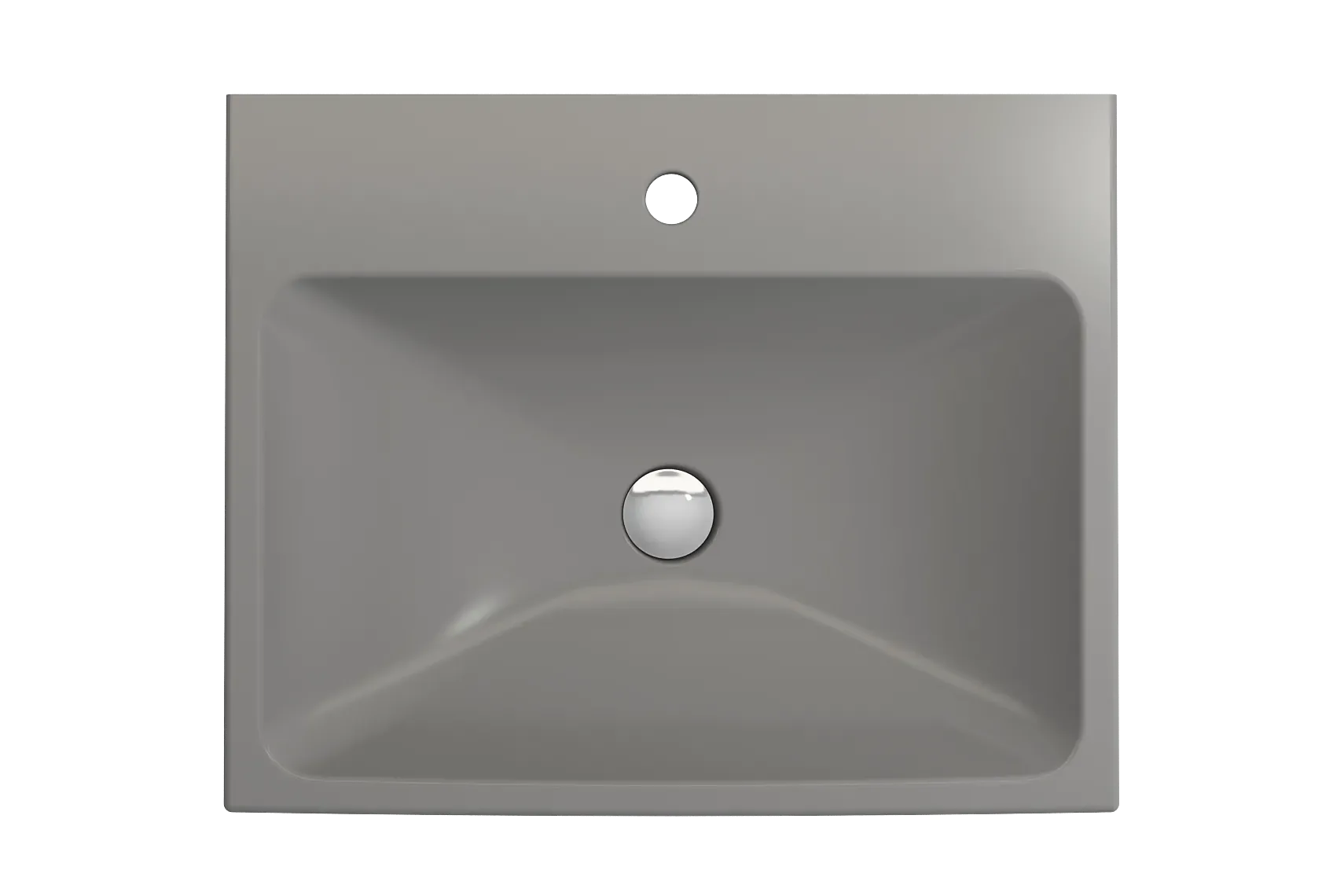 BOCCHI Scala 24" Rectangle Wallmount Fireclay Bathroom Sink, Matte Gray, Single Faucet Hole, 1077-006-0126