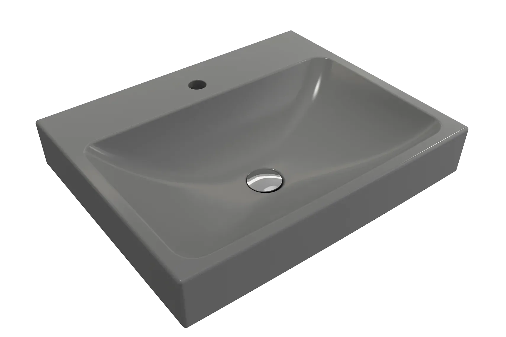 BOCCHI Scala 24" Rectangle Wallmount Fireclay Bathroom Sink, Matte Gray, Single Faucet Hole, 1077-006-0126