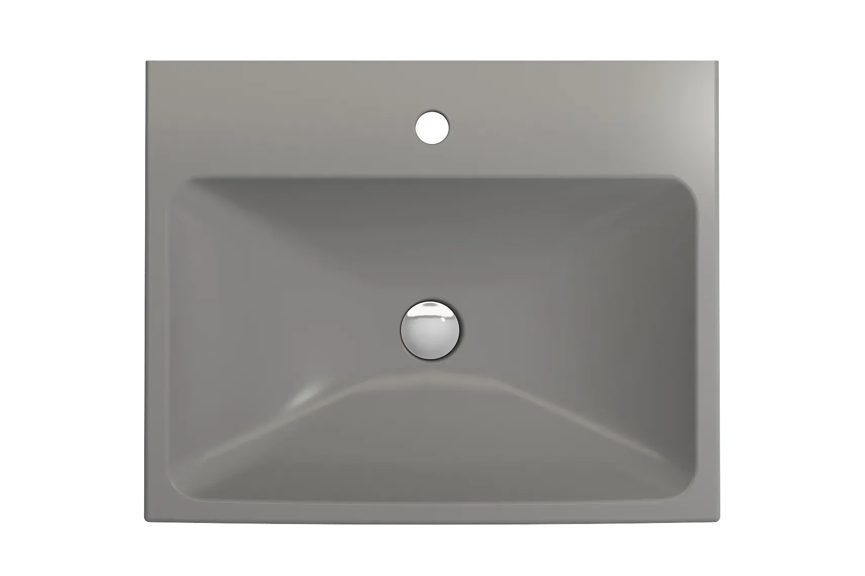 BOCCHI Scala 24" Rectangle Wallmount Fireclay Bathroom Sink, Matte Gray, Single Faucet Hole, 1077-006-0126